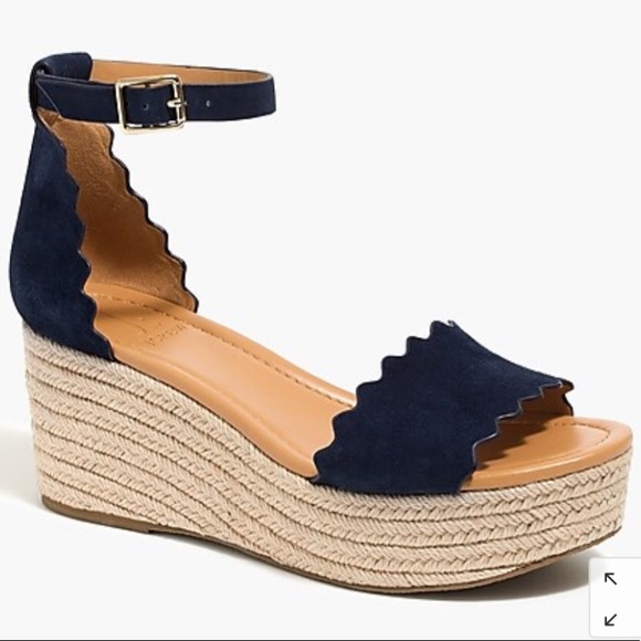 J. Crew Shoes - J Crew Scalloped Suede Flatform